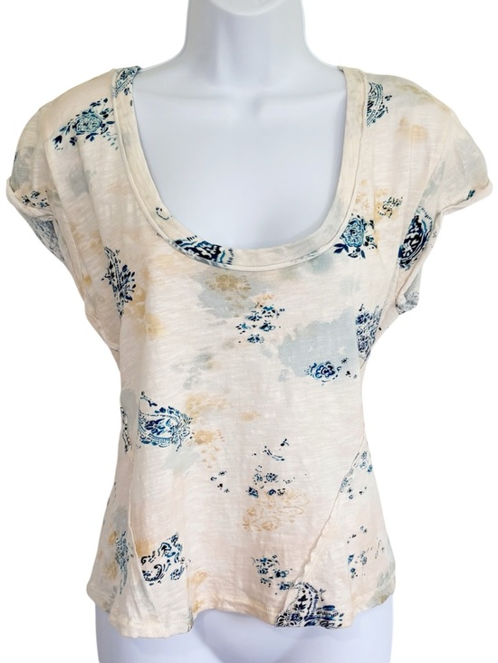 Pilcro Tops - PILCRO Anthropologie Watercolor Paisley Floral Short Sleeve Top Small Cotton